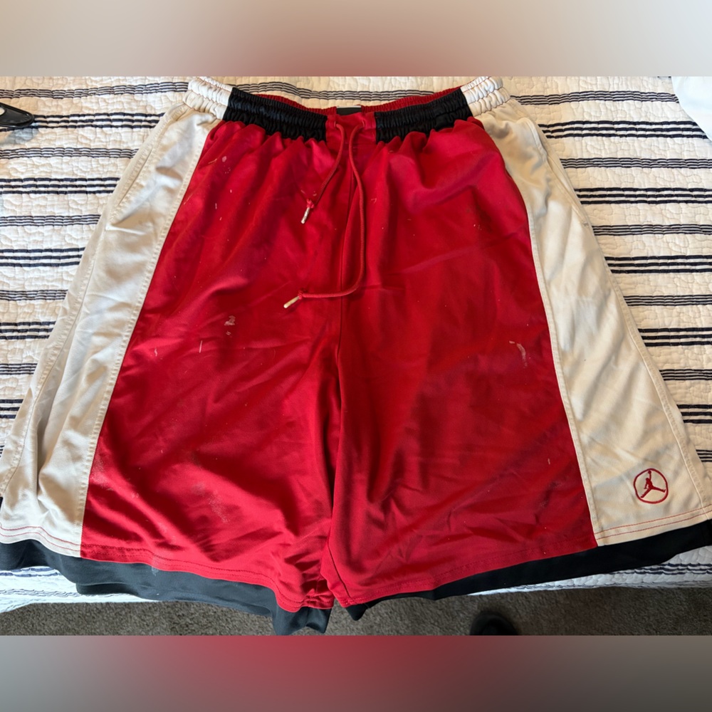 Jordan Red and White Shorts